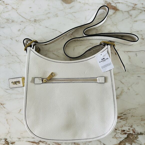 COACH Emery Chalk Multi Pebble Leather Crossbody Bag With Varsity Stripe - Picture 5 of 13